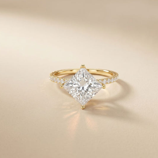 The Everleigh 3 CT Princess Cut Lab Grown Diamond Pave Engagement Ring