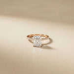 3 CT Radiant Cut Bellamy Lab Grown Diamond Engagement Ring Rose Gold