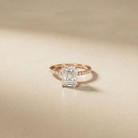 3 CT Radiant Cut Bellamy Lab Grown Diamond Engagement Ring Rose Gold