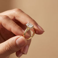 2.20 CT Radiant Cut Lab Grown Diamond Hidden Halo Engagement Ring Gold