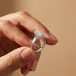 2.20 CT Radiant Cut Lab Grown Diamond Hidden Halo Engagement Ring White