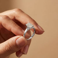 2.20 CT Radiant Cut Lab Grown Diamond Hidden Halo Engagement Ring White