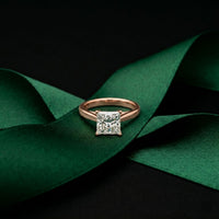 2.20 CT Princess Cut Lab Grown Diamond Frosted Promise Ring Rose Gold