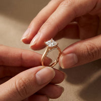 2.20 CT Princess Cut Lab Grown Diamond Frosted Promise Ring Rose Gold