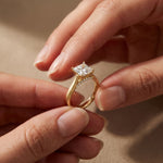 2.20 CT Princess Cut Lab Grown Diamond Frosted Promise Ring Gold
