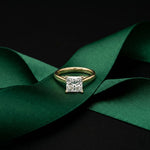 2.20 CT Princess Cut Lab Grown Diamond Frosted Promise Ring Gold