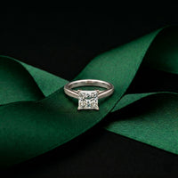 2.20 CT Princess Cut Lab Grown Diamond Frosted Promise Ring White 