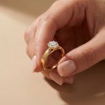 1 CTW Round Lab Grown Diamond Midnight Sculpt Ring Gold