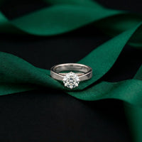 1 CTW Round Lab Grown Diamond Midnight Sculpt Ring White