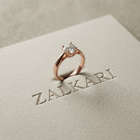 1CTW Round Cut V Shank Lab Grown Diamond Solitaire Ring Rose Gold