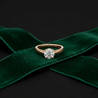 1CTW Round Cut V Shank Lab Grown Diamond Solitaire Ring Rose Gold