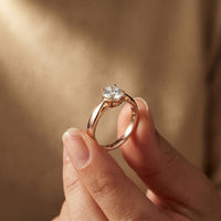 1CTW Round Cut V Shank Lab Grown Diamond Solitaire Ring Rose Gold