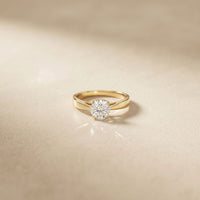 1CTW Round Cut V Shank Lab Grown Diamond Solitaire Ring Gold