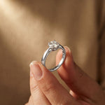 1CTW Round Cut V Shank Lab Grown Diamond Solitaire Ring White