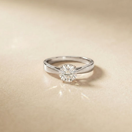 1CTW Round Cut V Shank Lab Grown Diamond Solitaire Ring
