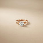 1CT Round Lab Grown Diamond Velvet Arc Ring Rose Gold