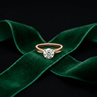 1CT Round Lab Grown Diamond Velvet Arc Ring Rose Gold