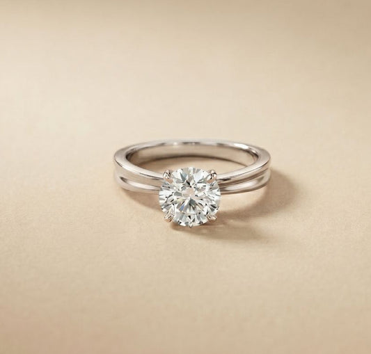 1CT Round Lab Grown Diamond Velvet Arc Ring