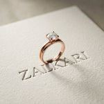 1CT Round Lab Grown Diamond Lunar Crest Ring Rose Gold