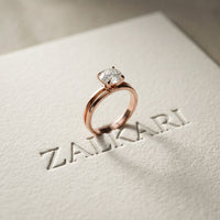 1CT Round Lab Grown Diamond Lunar Crest Ring Rose Gold