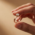 1CT Round Lab Grown Diamond Lunar Crest Ring Rose Gold