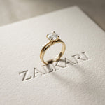 1CT Round Lab Grown Diamond Lunar Crest Ring Gold