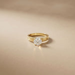 1CT Round Lab Grown Diamond Lunar Crest Ring Gold