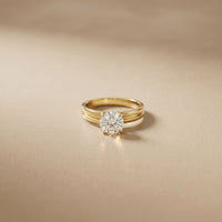 1CT Round Lab Grown Diamond Lunar Crest Ring Gold