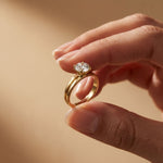 1CT Round Lab Grown Diamond Lunar Crest Ring Gold