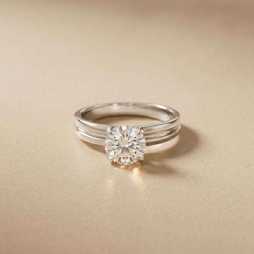1CT Round Lab Grown Diamond Lunar Crest Ring White