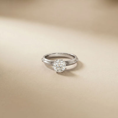 The Silver Haven 1 CT Round Cut Lab Grown Diamond Engagement Ring