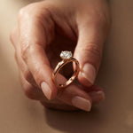 1 CT Round Ridge Lab Grown Diamond Engagement Ring Rose Gold