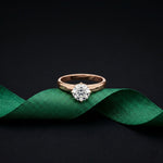 1 CT Round Ridge Lab Grown Diamond Engagement Ring Rose Gold