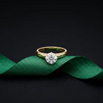 1 CT Round Ridge Lab Grown Diamond Engagement Ring Gold
