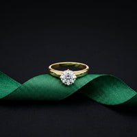1 CT Round Ridge Lab Grown Diamond Engagement Ring Gold