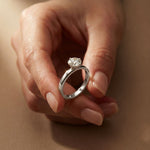 1 CT Round Ridge Lab Grown Diamond Engagement Ring White