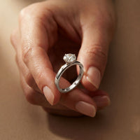 1 CT Round Ridge Lab Grown Diamond Engagement Ring White