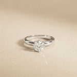 1 CT Round Ridge Lab Grown Diamond Engagement Ring White