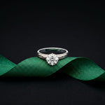 1 CT Round Ridge Lab Grown Diamond Engagement Ring White