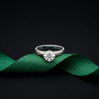 1 CT Round Ridge Lab Grown Diamond Engagement Ring White