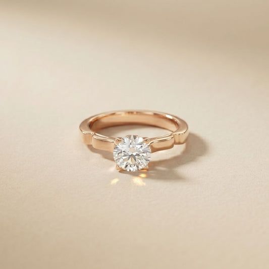 1 CT Round Vintage Shank Lab Grown Diamond Engagement Ring