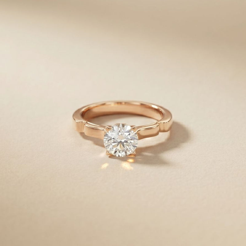 1 CT Round Vintage Shank Lab Grown Diamond Engagement Ring Rose Gold