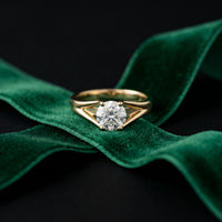 1 CT Round Cut Lab Grown Diamond Ivory Crown Ring Gold