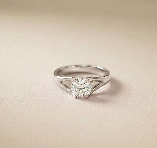 1 CT Round Cut Lab Grown Diamond Ivory Crown Ring