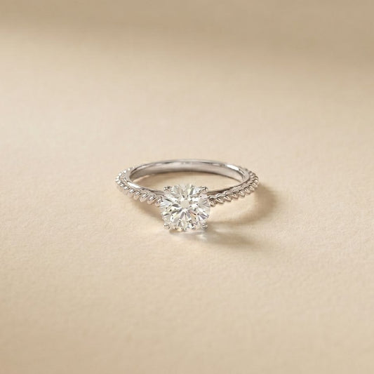 1 CT Round Lab Grown Diamond Twisted Whisper Birthday Gift Ring