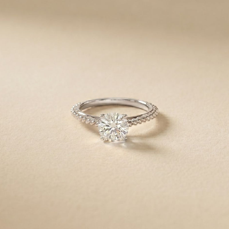 1 CT Round Lab Grown Diamond Twisted Whisper Birthday Gift Ring White