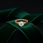 1 CT Round Lab Grown Diamond Faceted Edge Ring Rose Gold