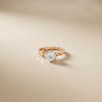 1 CT Round Lab Grown Diamond Faceted Edge Ring Rose Gold
