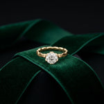 1 CT Round Lab Grown Diamond Faceted Edge Ring Gold