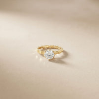 1 CT Round Lab Grown Diamond Faceted Edge Ring Gold